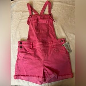 Hot pink overall shorts